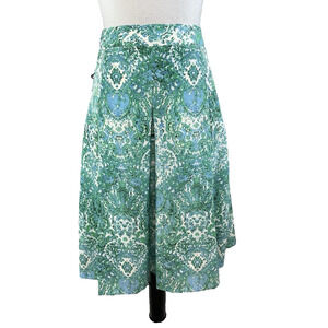 The Limited Skirt size 14 Blue Green Paisley Boho Knee A Line Pleated Modest